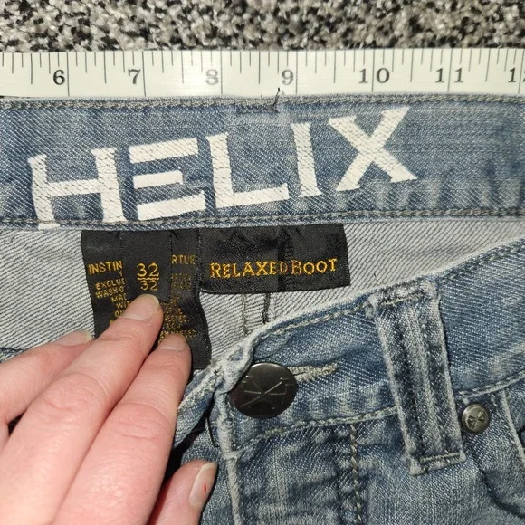 Y2k Helix Jeans Mens 32x32 Blue Relaxed Boot Faded Whisker Grunge Skater Punk - Picture 7 of 8